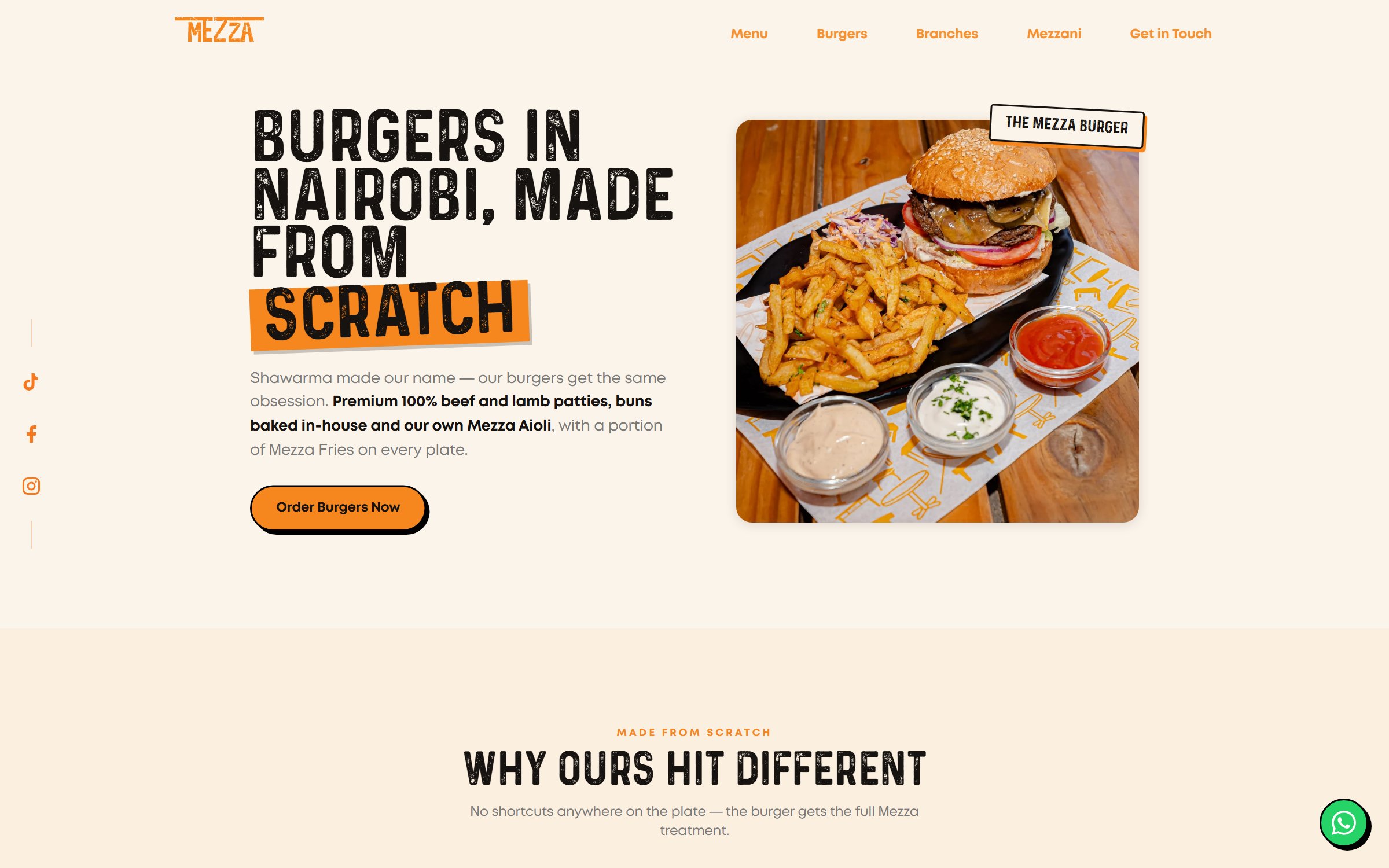 mezza.co.ke — Mezza's live website, built on Tokea Presence